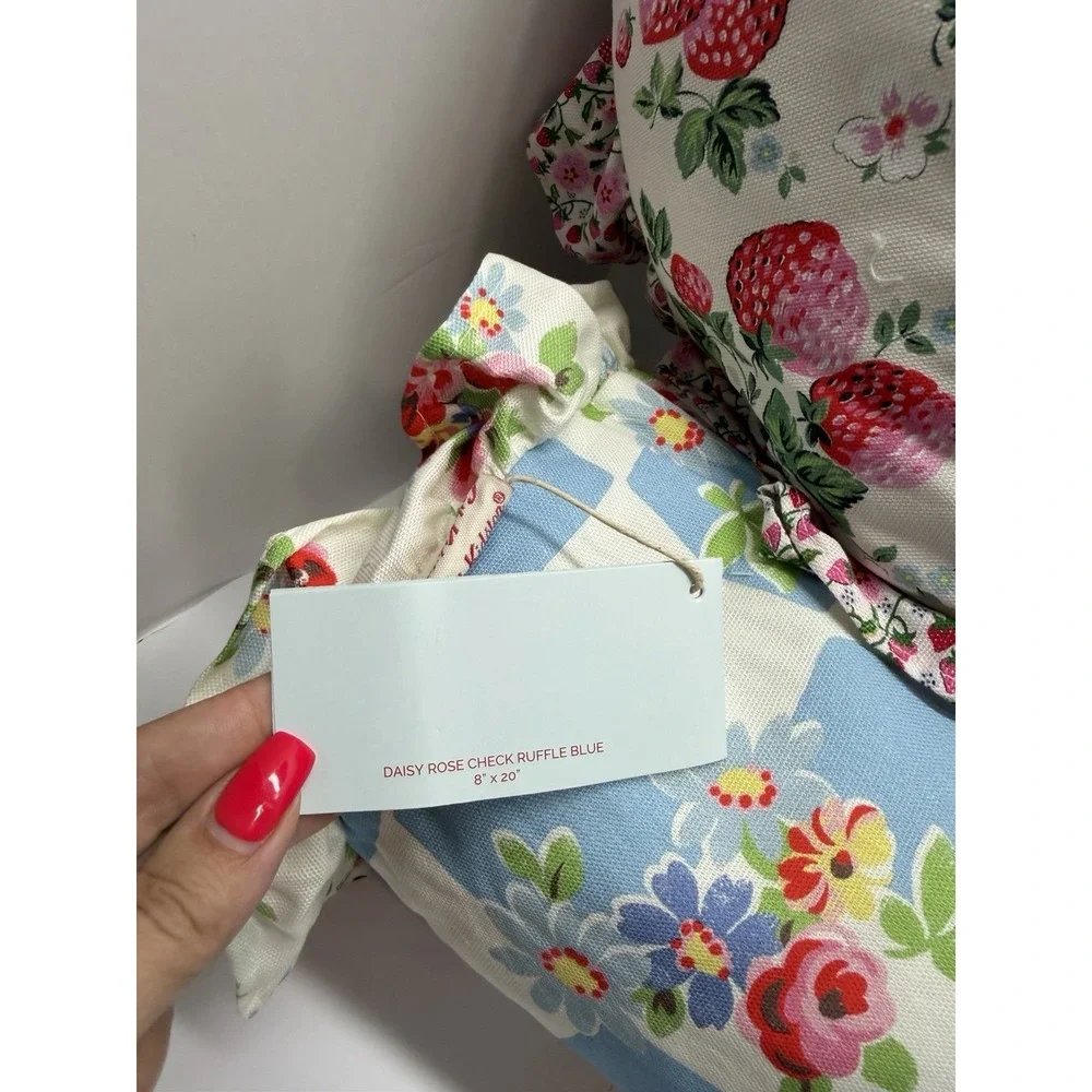 Cath Kidston Of London Pillow Set of 3- Floral Blue Check Rose & Strawberry